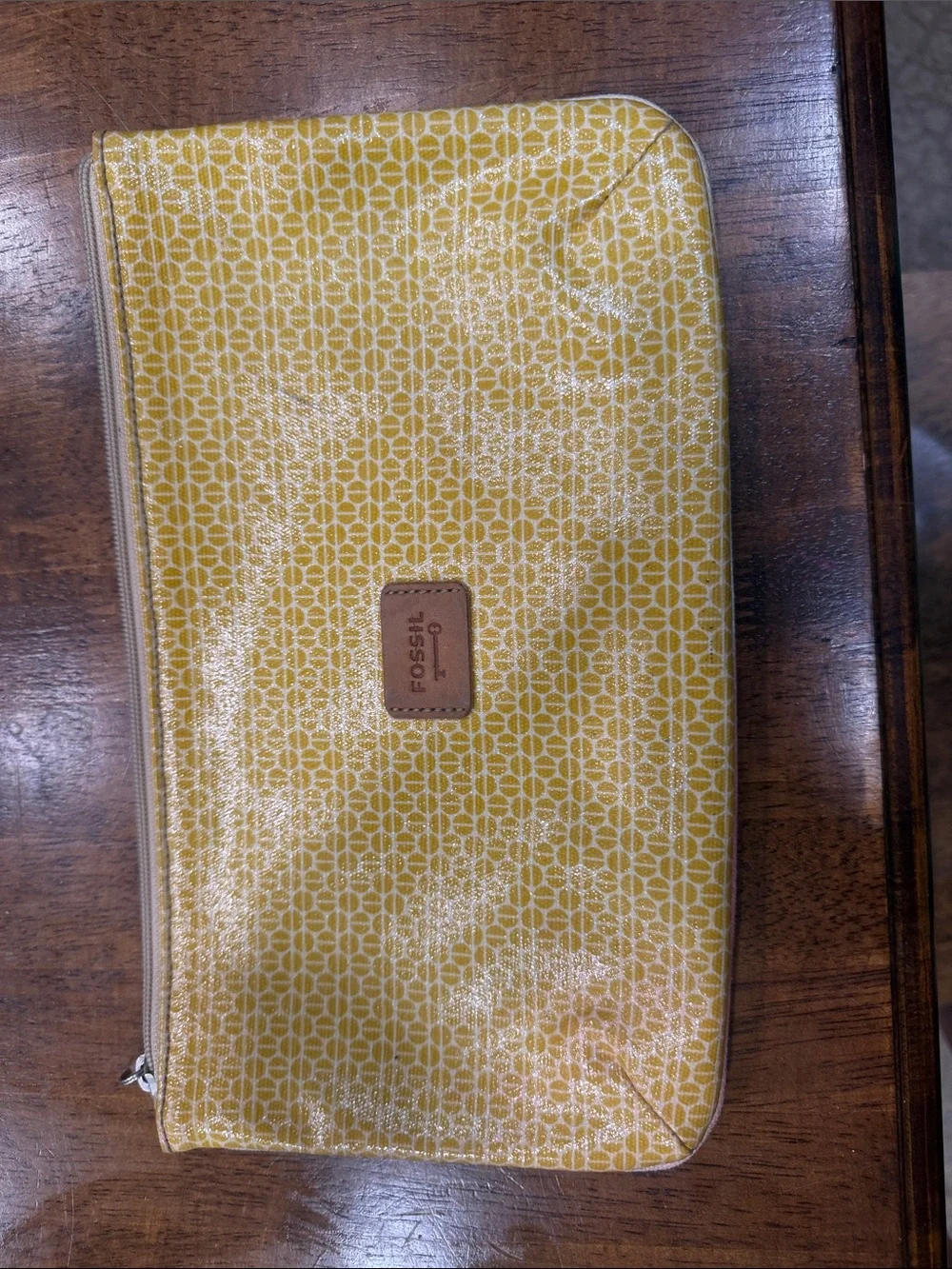 Fossil Yellow Geo-Print Zip Pouch